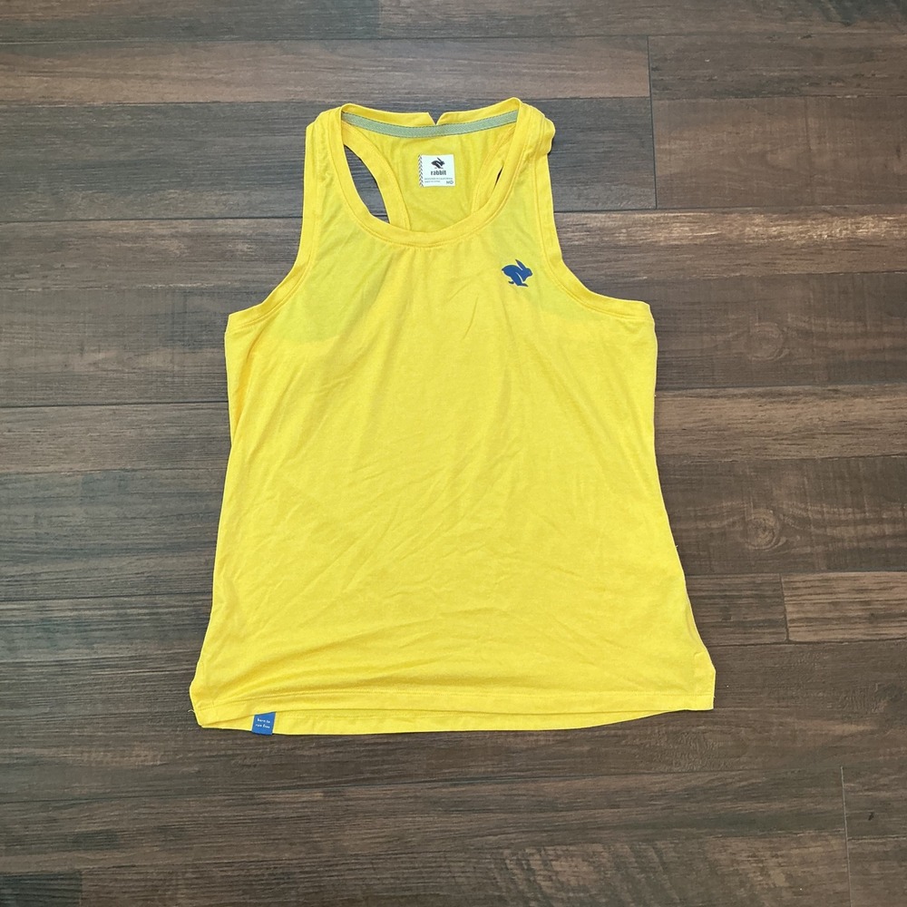 Rabbit Running Tank Top Yellow Racerback Performance Athletic MD Women Training